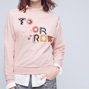 Anthropologie Pink Graphic Crew Neck Sweatshirt